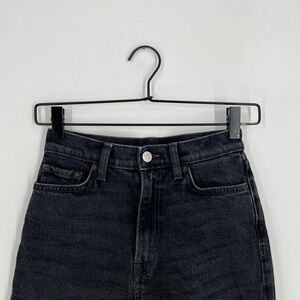 Cos Straight Leg Extra High Rise Ankle Length Washed Black Jeans